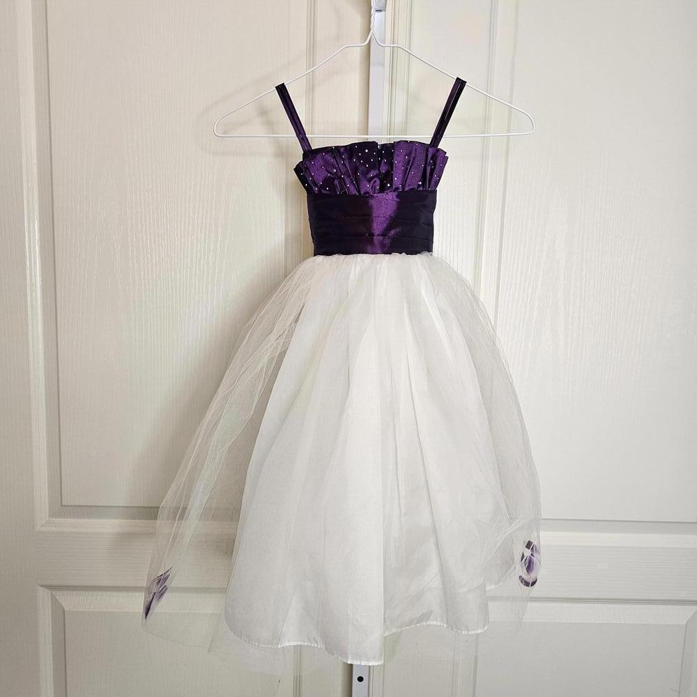 Elegant Purple and White Tulle Dress for Girls